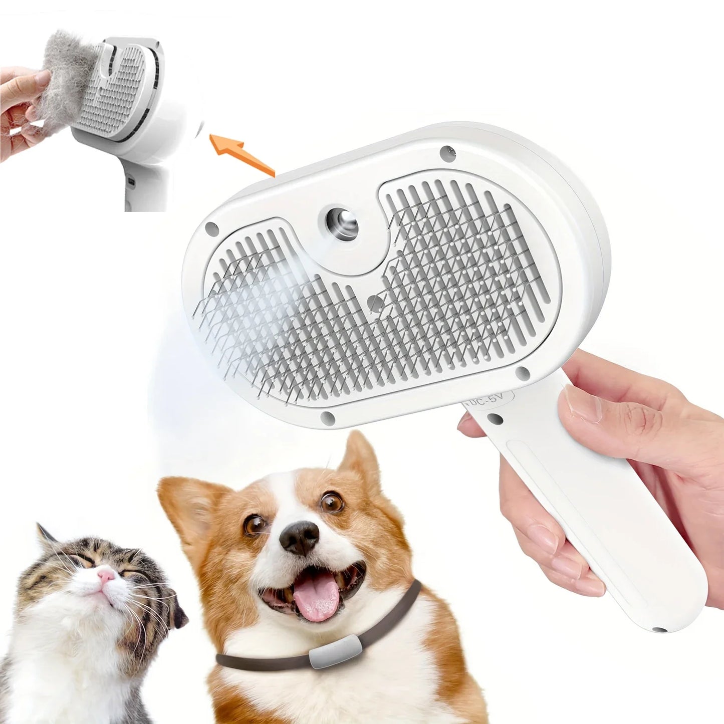 Upgraded Pet Spray Grooming Comb Steamy Floating Hair Removal Cleaning