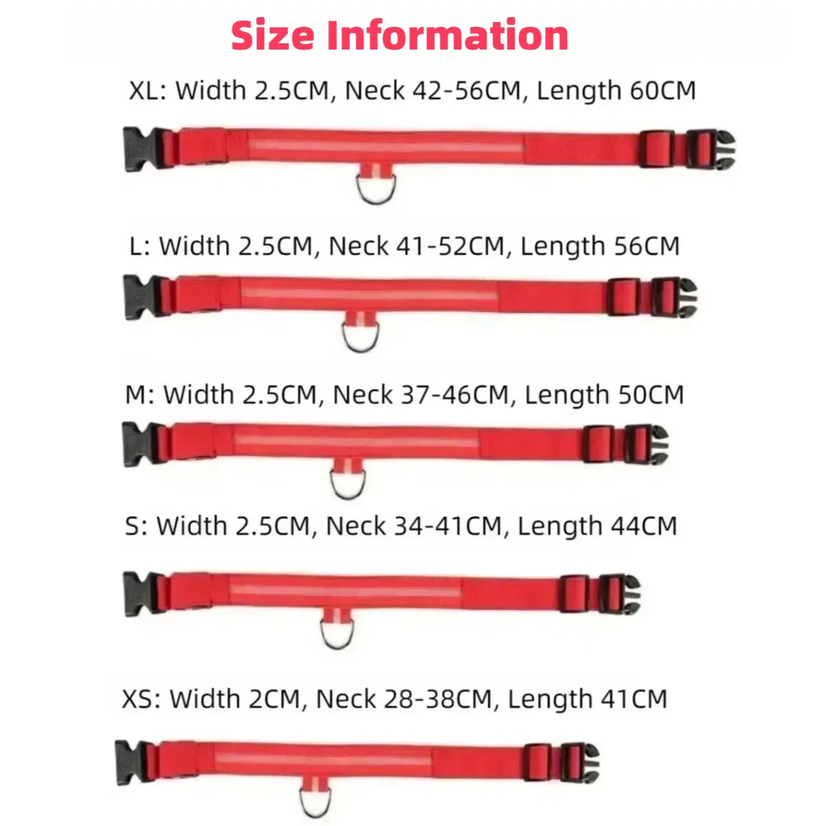 Light Up LED Pet Dog Collar Safety Night Walking Flashing Glow In The