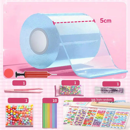 PET Nano Glue Knead Music Double Sided Tape Blow Bubbles Full Set Of