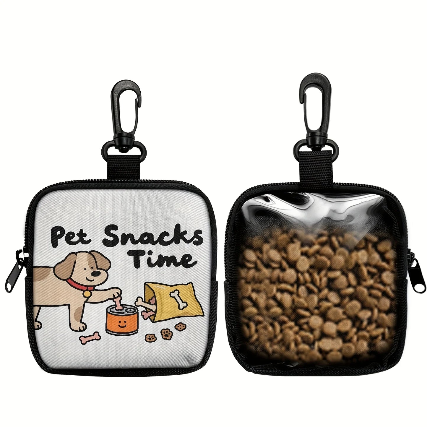 1Pcs Dog Print Dog Treat Bag with Hook and Zipper - Pet Training Set,