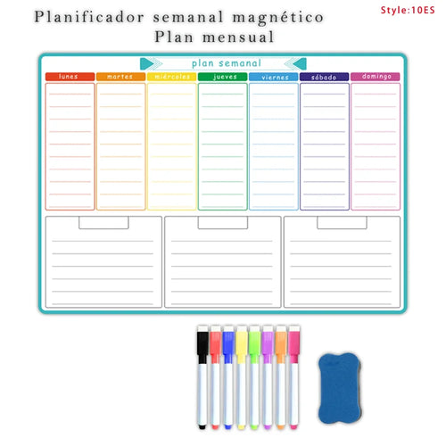 A3 Size Magnetic Weekly &monthly Planner：Spanish, French, English.Dry