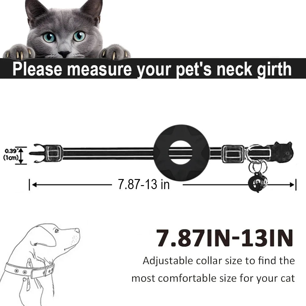 Apple Tag Pet Collar with AirTag Holder & Moon Ornament for Kitten