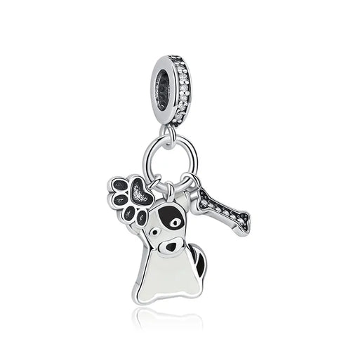 Original 925 Sterling Silver Charms Love Pets Dog Cat Paw Print
