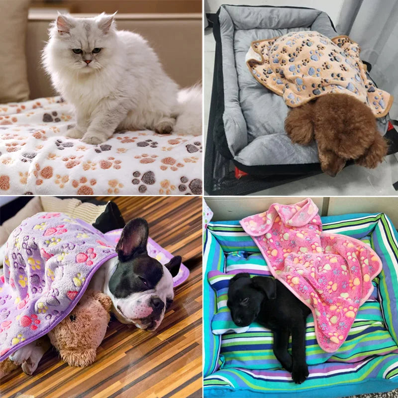 Dog Bed Mat Blanket Soft Fluffy Pet Blanket Cute Paws/Elephant Pattern