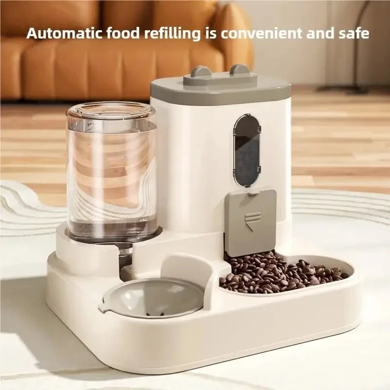 Dog & Cat Automatic Feeder & Waterer Set: Gravity Design, Leak-Proof,