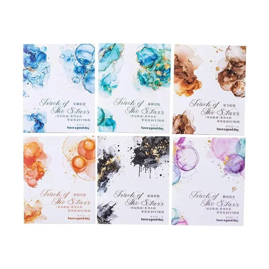 15Sheets Vintage Sticker Star Trail Series Watercolour Swoosh Foil