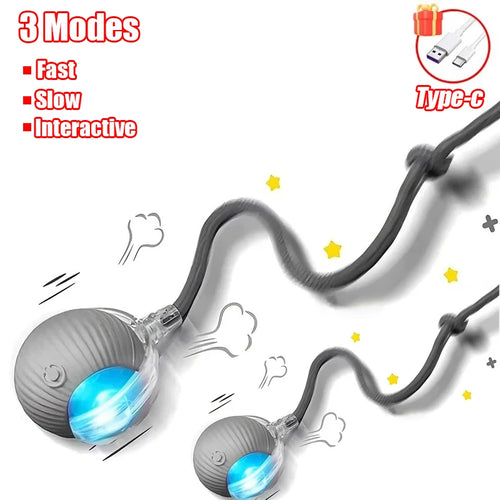New Cat Interactive Ball Toy Automatic Rolling Ball Faux Tail