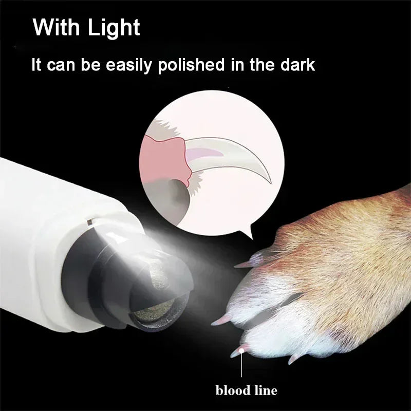 New Electric Dog Nail Clippers Rechargeable USB Charging LED Light