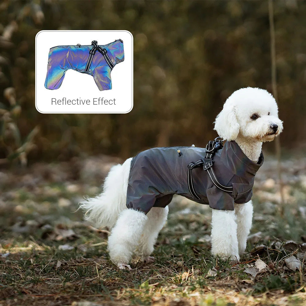 Dog Raincoat with Harness Waterproof Pet Rain Jacket for Small Dogs