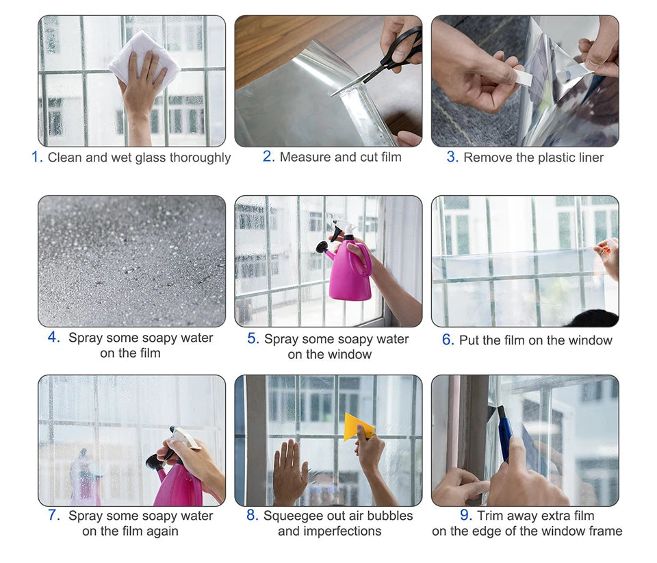 Window Privacy Film One Way Daytime Privacy Self-adhesive Vinyl Sun
