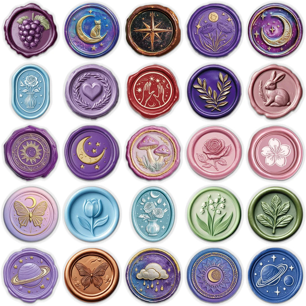 50PCS Fire Paint Seal Retro Ins Style PET Transparent Material Sticker