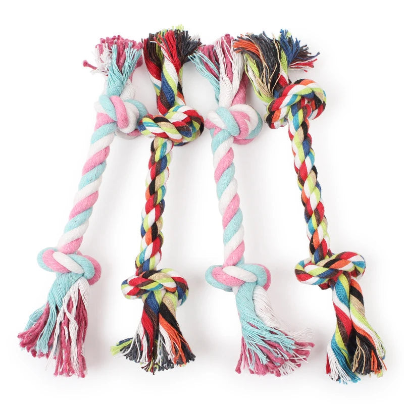 Random Color Pet Dog Toy Bite Rope Double Knot Cotton Rope Funny Cat