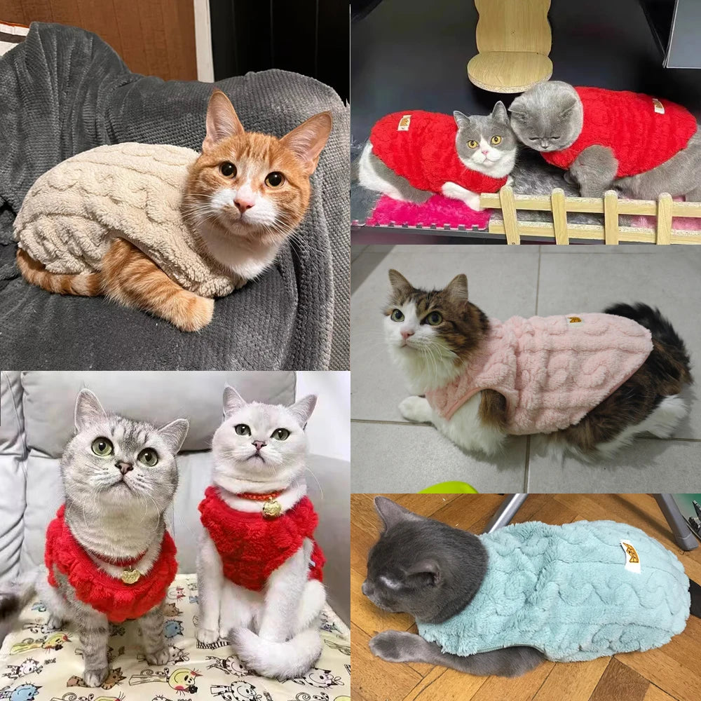 Cute Warm Cat Clothes Autumn Winter Fleece Sweater For Small Cats Dog