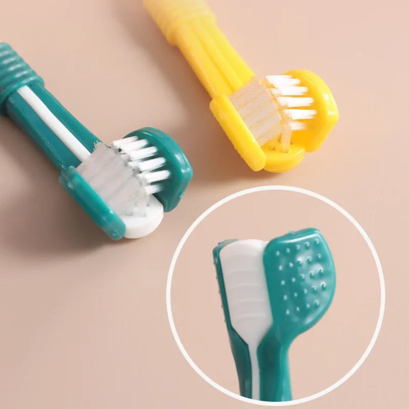 3-Sided Pet Toothbrush Dog Plastic Toothbrush Removing Bad Breath