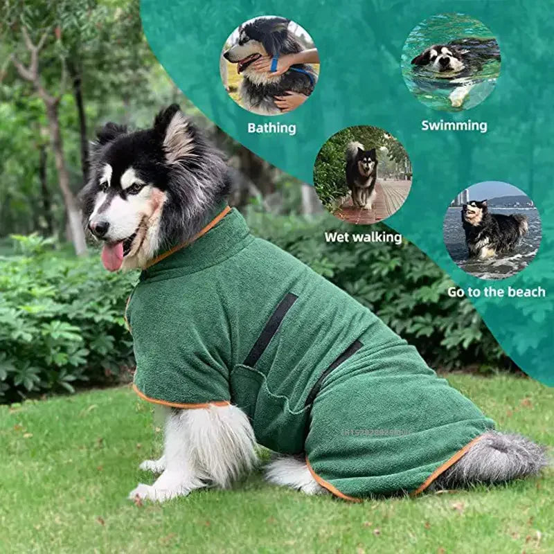 Dog Bathrobe Absorbent Pet Quick Drying Dog Bath Towel for Large Small