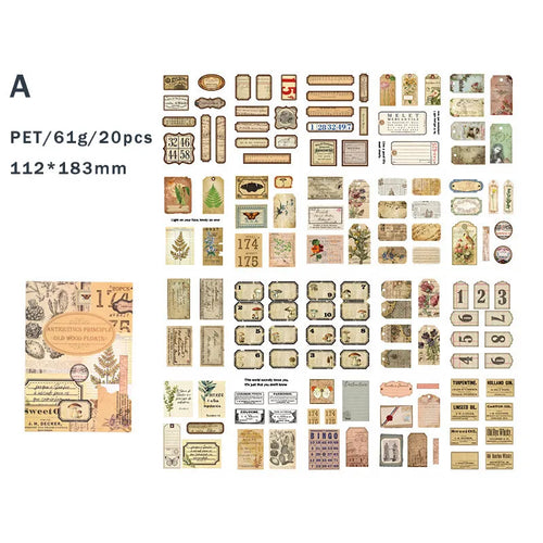 20 Sheets Vintage Scrapbooking Stickers Books PET Materials Creative