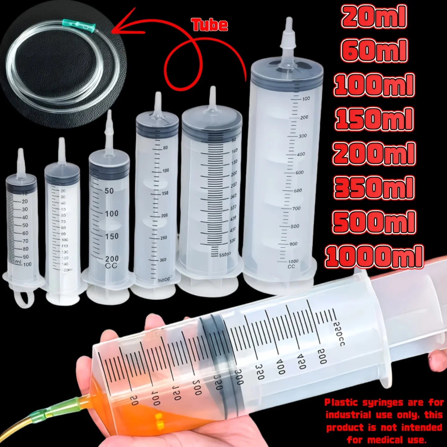 Durable Large Capacity Plastic Syringe 100Ml,150Ml,250Ml, 350ml,
