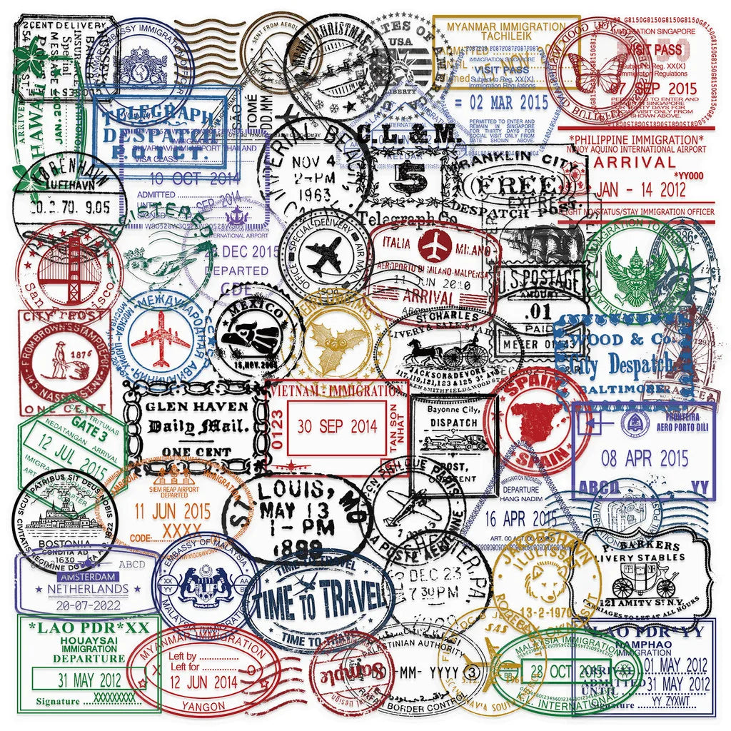60Pcs Transparent Vintage Postmark Stickers - Waterproof PET Decor for