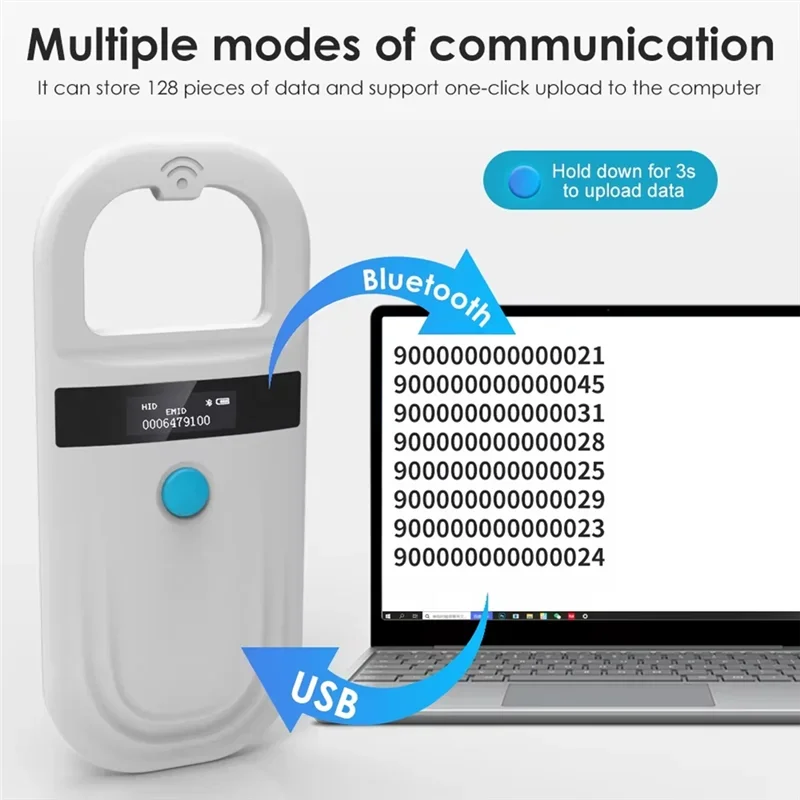 5YOA Handheld 134.2Khz Animal RFID Reader Pet Cat Dog Micro-Type Chip
