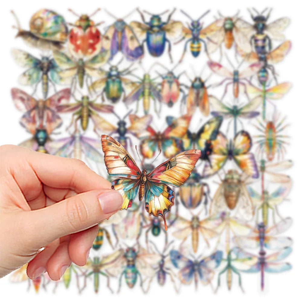50Pcs Cute Cartoon Insect Beetle Stickers PET for Toy DIY Luggage