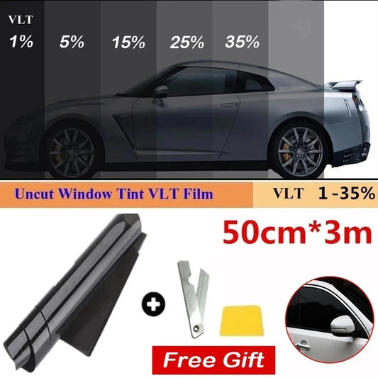 1 Roll 50cm X 3m 1/5/15/25/35 Percent VLT Window Tint Film Glass