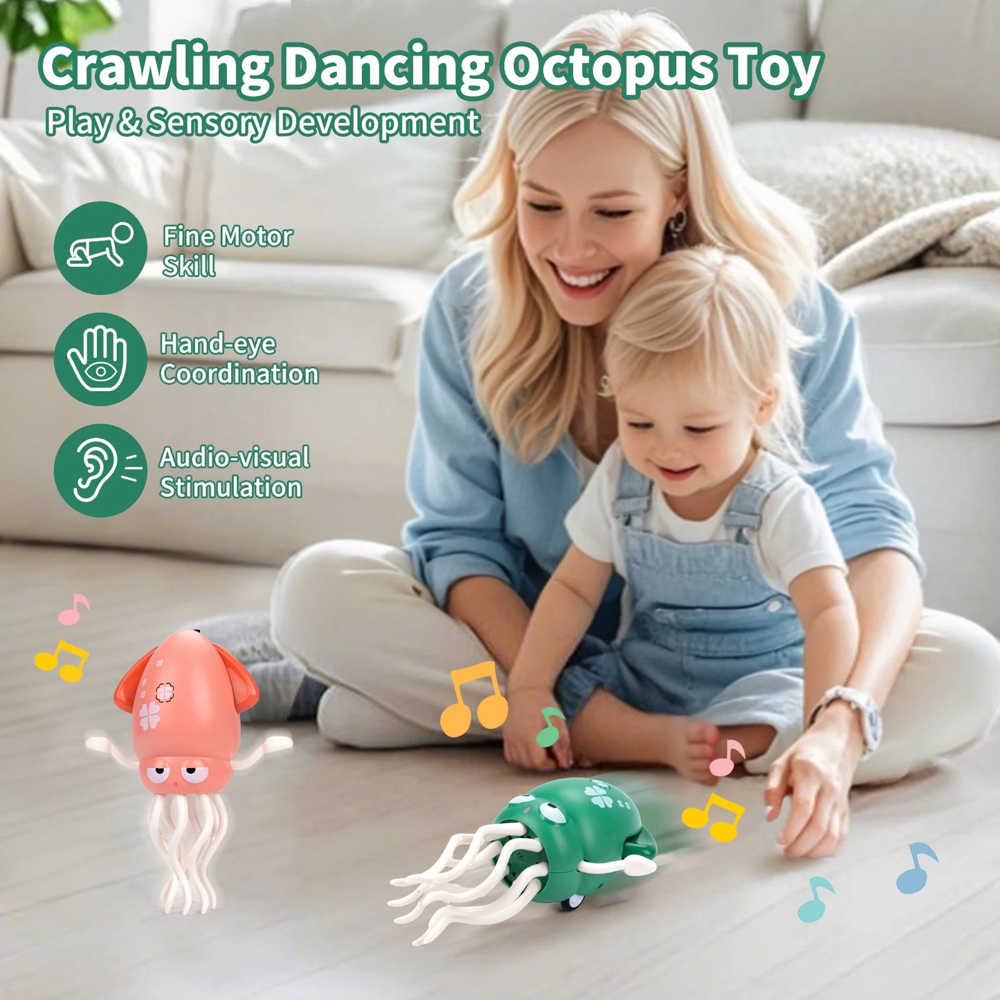 Electronic Dancing Squid Toys with Light&Music Funny Induction Lying