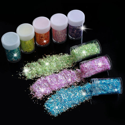 8-Color Lridescence Ultra-Thin Nail Enhancement Glitter DIY Glue Drip
