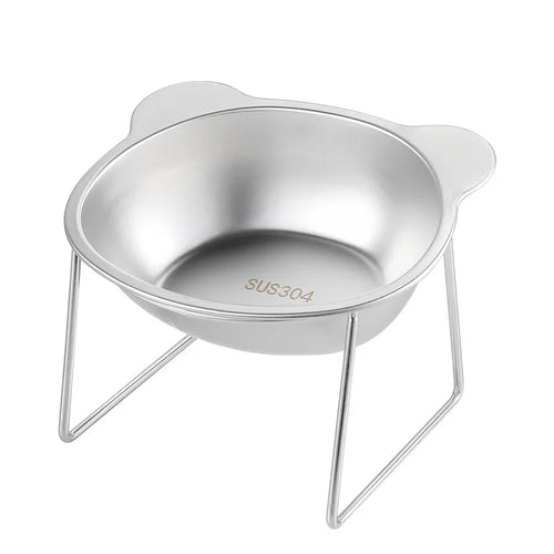 304 Stainless Steel Elevated Pet Bowl: Angled Tilted Feeder with Neck