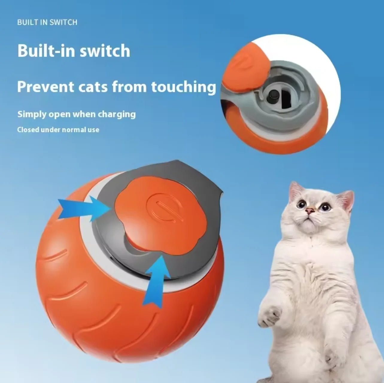 Cats Interactive Ball Toys, Automatic Rolling Ball with Faux Tail,USB