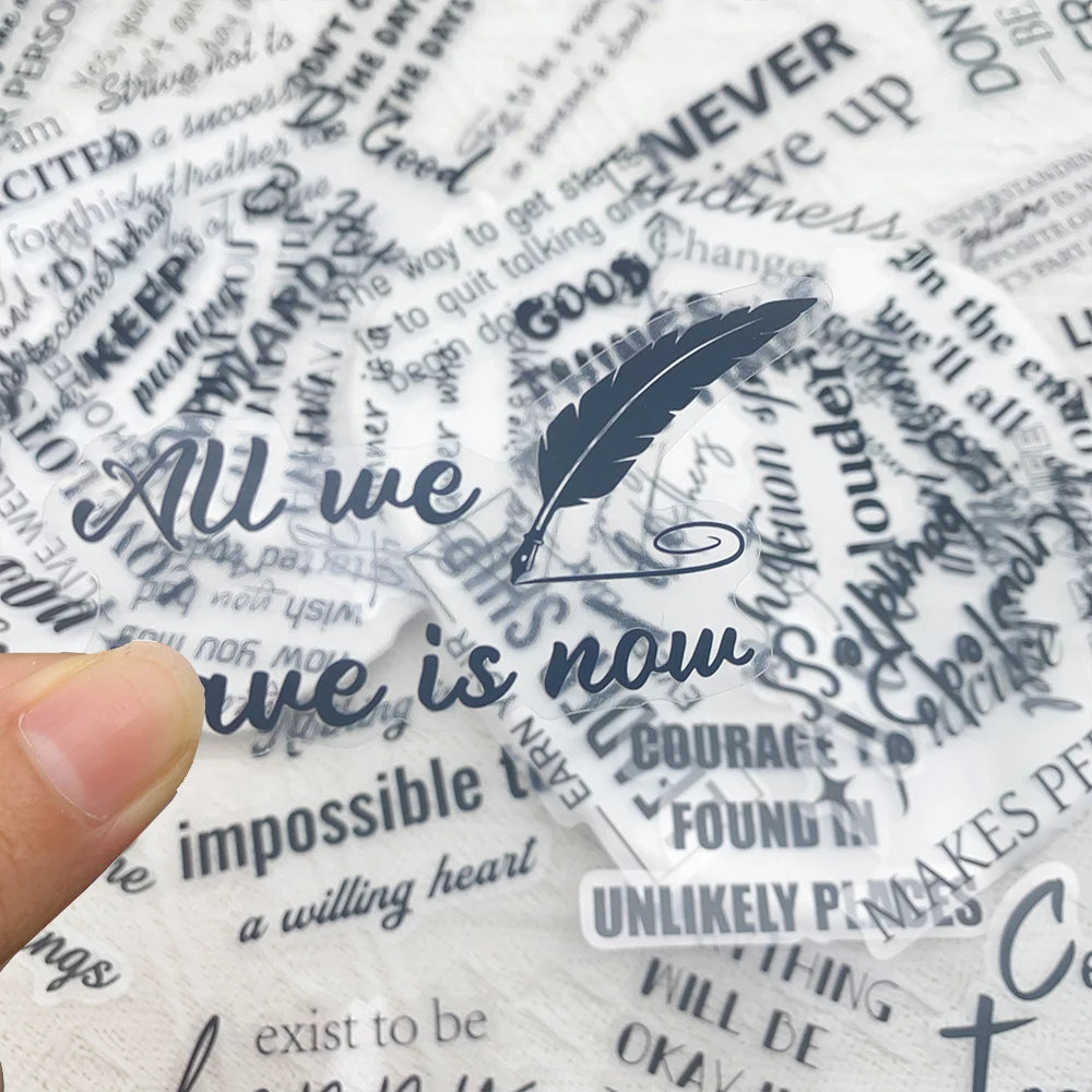 50pcs Motivational Phrases PET Stickers Decals For Laptop Notebook