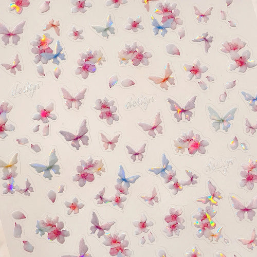 1 pc 5D Chinese style camellia nail sticker Vernal Equinox peach