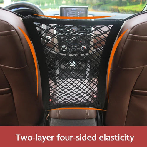 Car Storage Net Bag Between Seats Car Divider Pet Barrier Stretchable