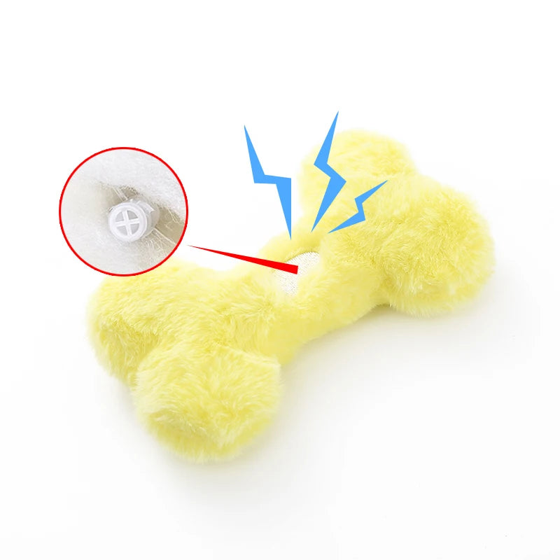 Cute love bone plush vocal dog toys containing bb called grinding