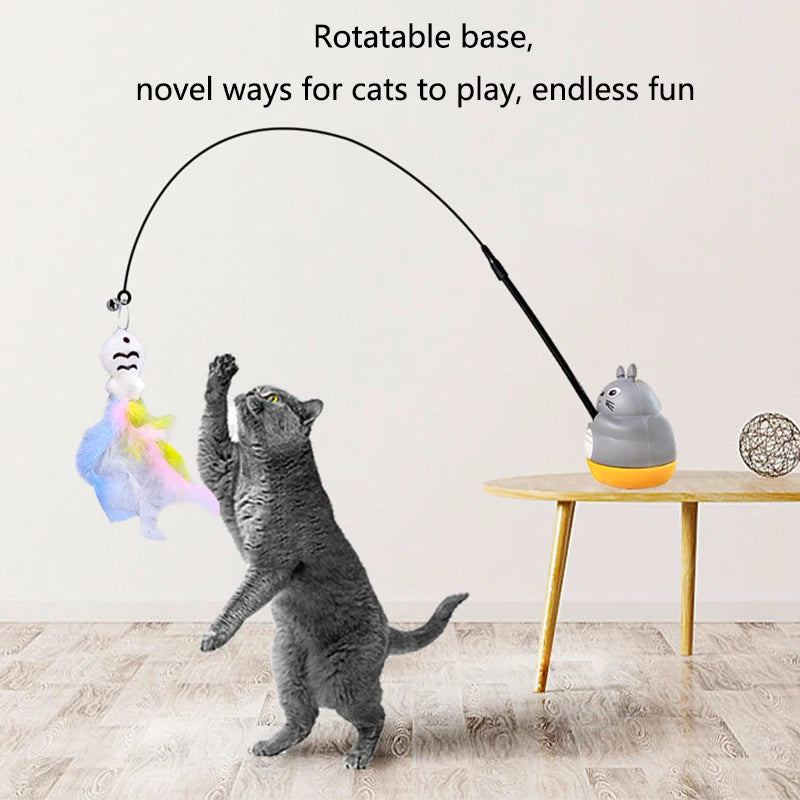 Chinchilla cat funny cat stick steel wire long pole feather cute cat