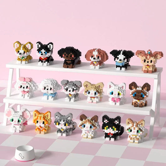 Mini Cute Pet Cat Series Cute Ragdoll Siamese Cat Brick Corgi Husky