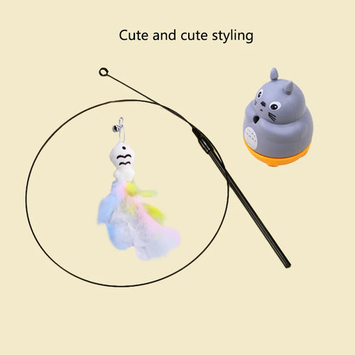 Chinchilla cat funny cat stick steel wire long pole feather cute cat