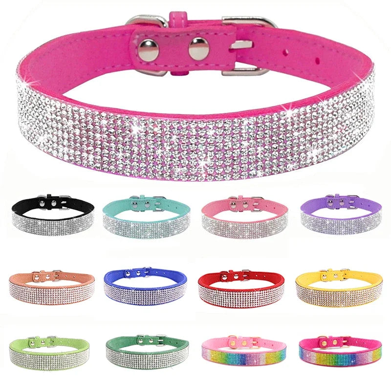 Dog Collar Crystal Glitter Rhinestone Pet Collars Zinc Alloy Buckle