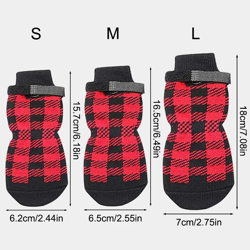 4PCS Pet Stocking Christmas Dog Stocking Thermal Strap With Non-slip