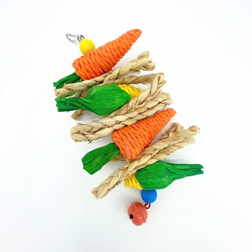 Small pet chewing toy hamster rabbit hand woven carrot corn vine ball