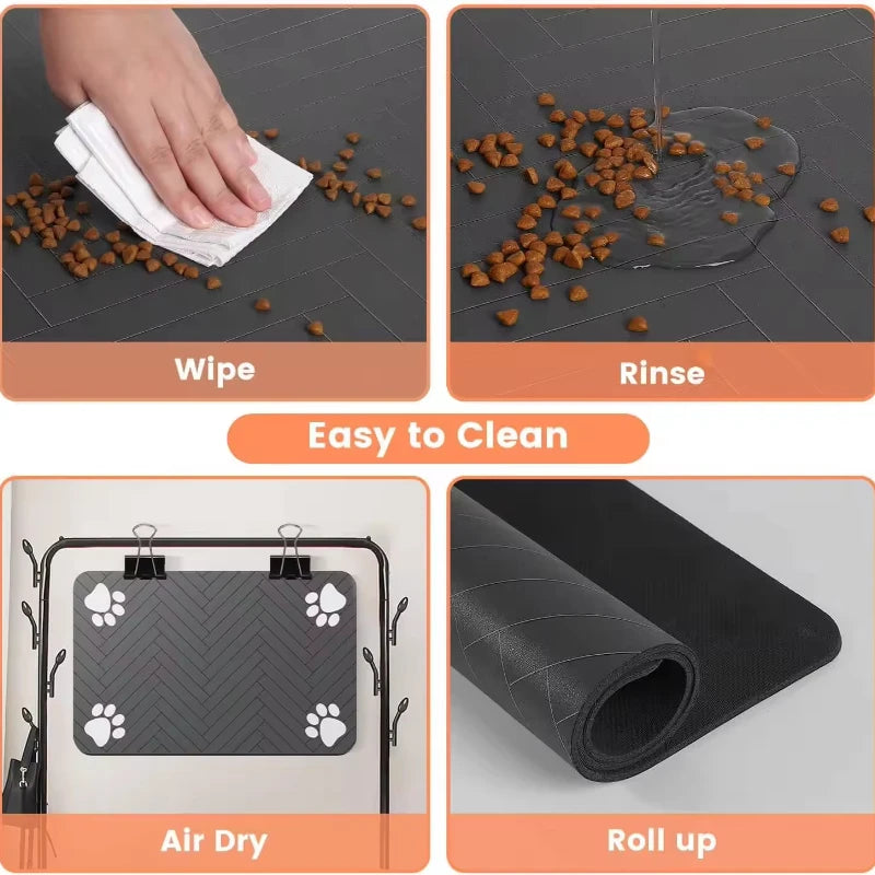Winter Feeding Mat-Absorbent Pet Placemat for Food and Water Bowl with