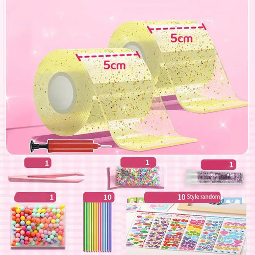 PET Nano Glue Knead Music Double Sided Tape Blow Bubbles Full Set Of
