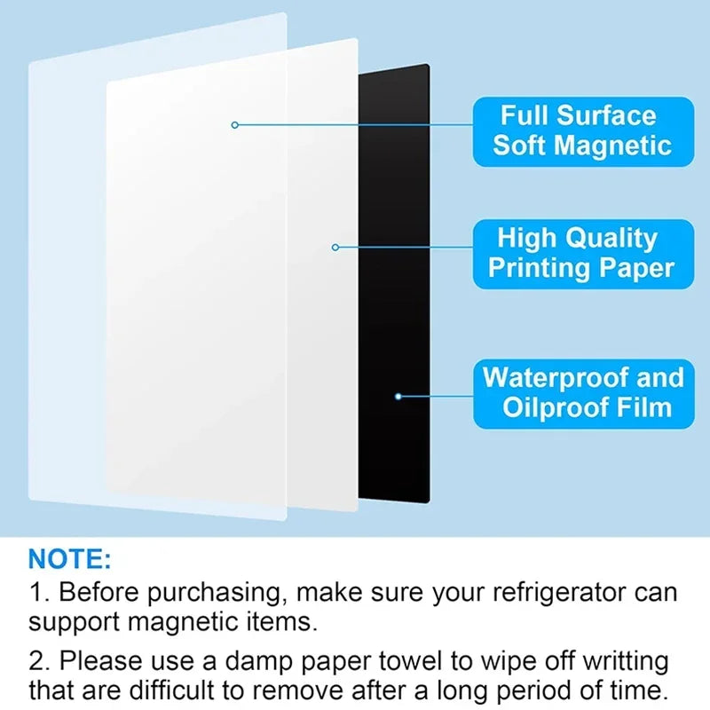 A4 Size Dry Erase White Board for  Fridge Sticker Magnetic