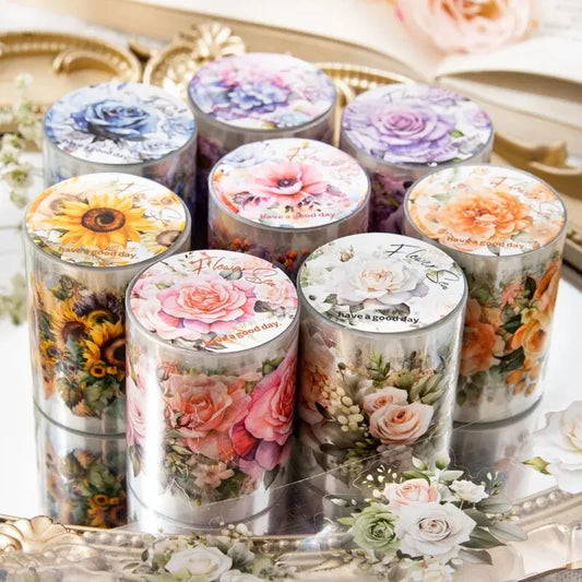 8Style 200cm/roll Flower Sea Tape Cut Film PET Plants Handbook DIY