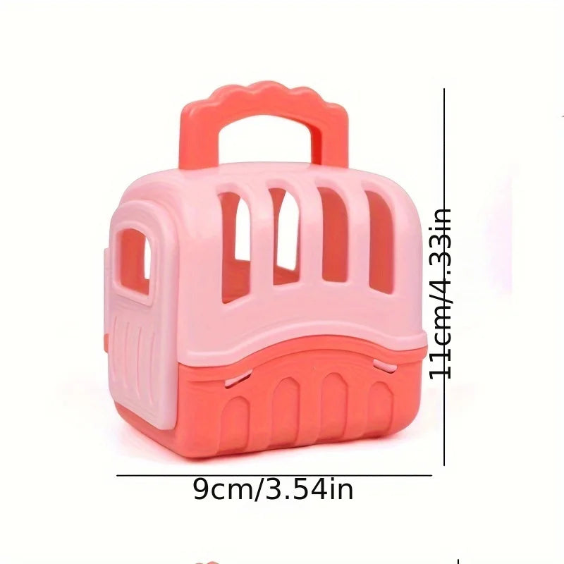 8pcs/set Cute Dog Pet Basket Family Toys Dog Doll Set Dog Cage Toys