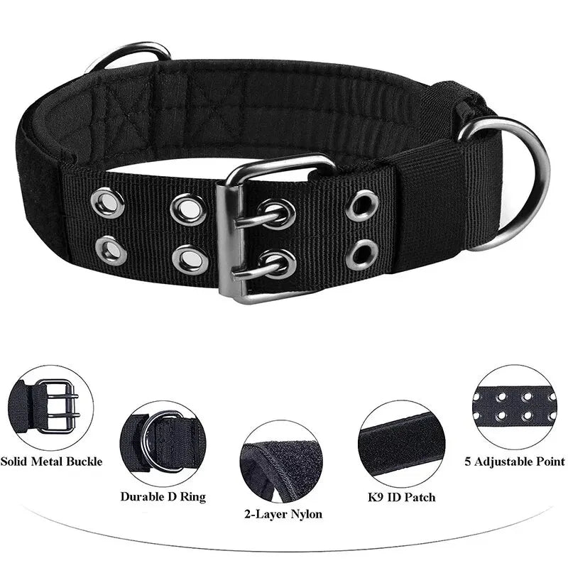 1pc Medium To Large Nylon Tactical Pet Dog Collar - Adjustable And