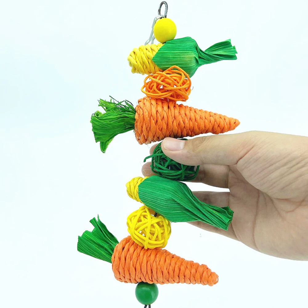 Small pet chewing toy hamster rabbit hand woven carrot corn vine ball