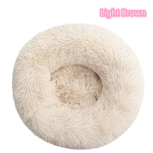Super Soft Pet Cat Bed Plush Full Size Washable Calm Bed Donut Bed