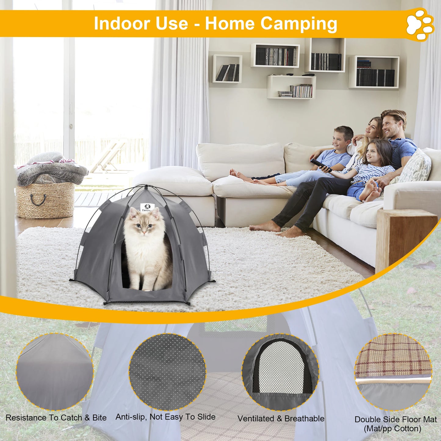 Yanvega Cat Tent Pet Supplies, Gray Cat Tent For Indoor Cat