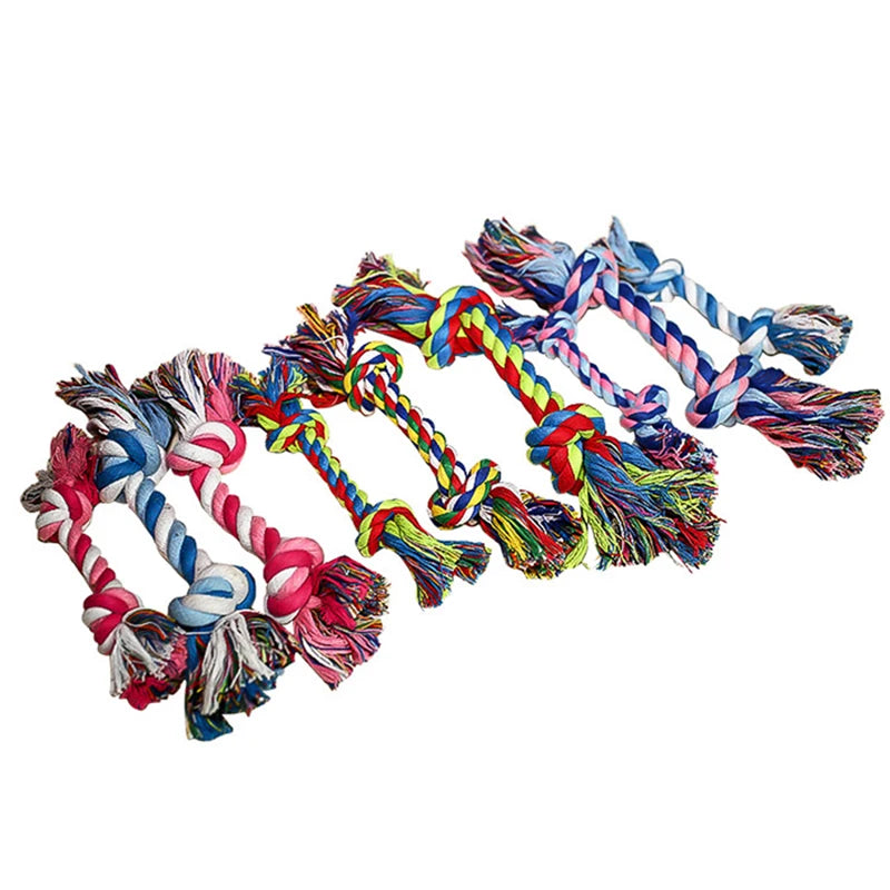Random Color Pet Dog Toy Bite Rope Double Knot Cotton Rope Funny Cat