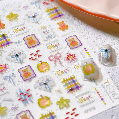1 pc 5D Chinese style camellia nail sticker Vernal Equinox peach